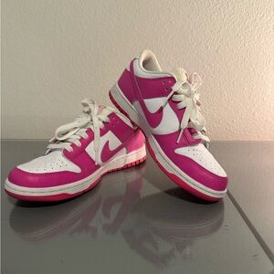 Nike Dunk Low Fuchsia and White Sneakers